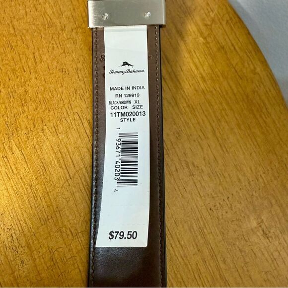 NEW Tommy Bahama Reversible Black and Brown Leather Belt | XL - Picture 5 of 5